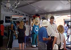 Ollie inside Telstra Internet Cafe