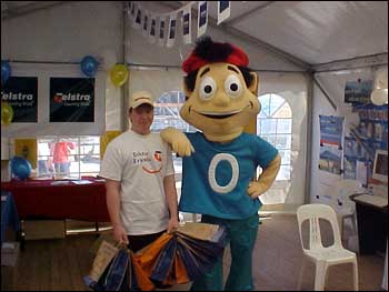 Ollie & Telstra staff member at Mildura Annual Show